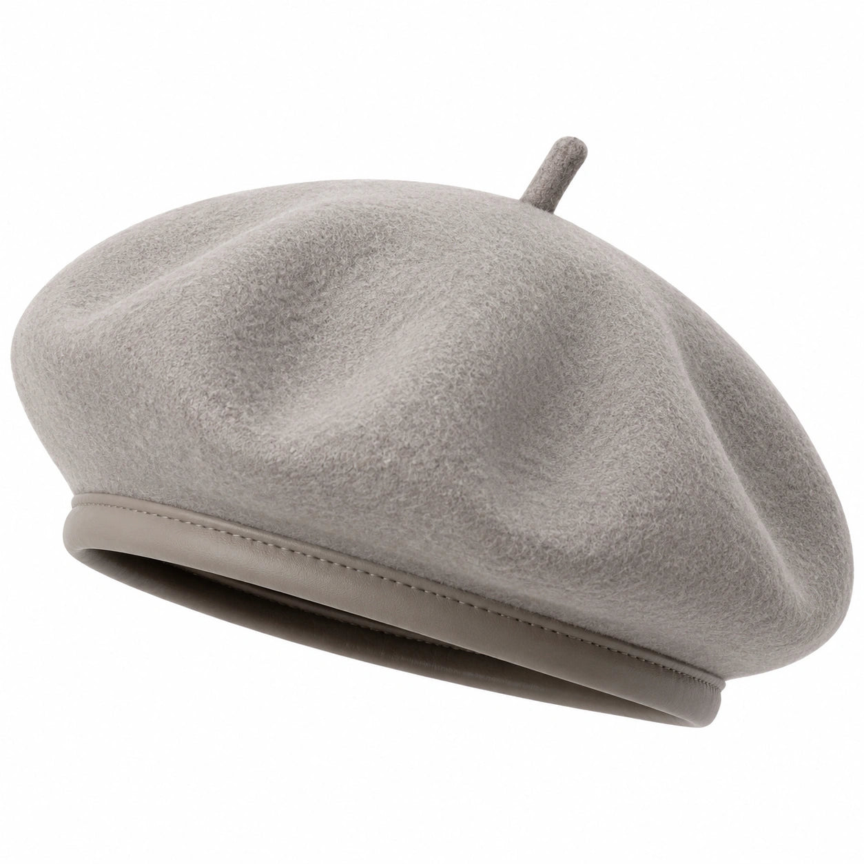 Basco taglia unica in tessuto effetto feltro grigio con bordo cucito stile classico