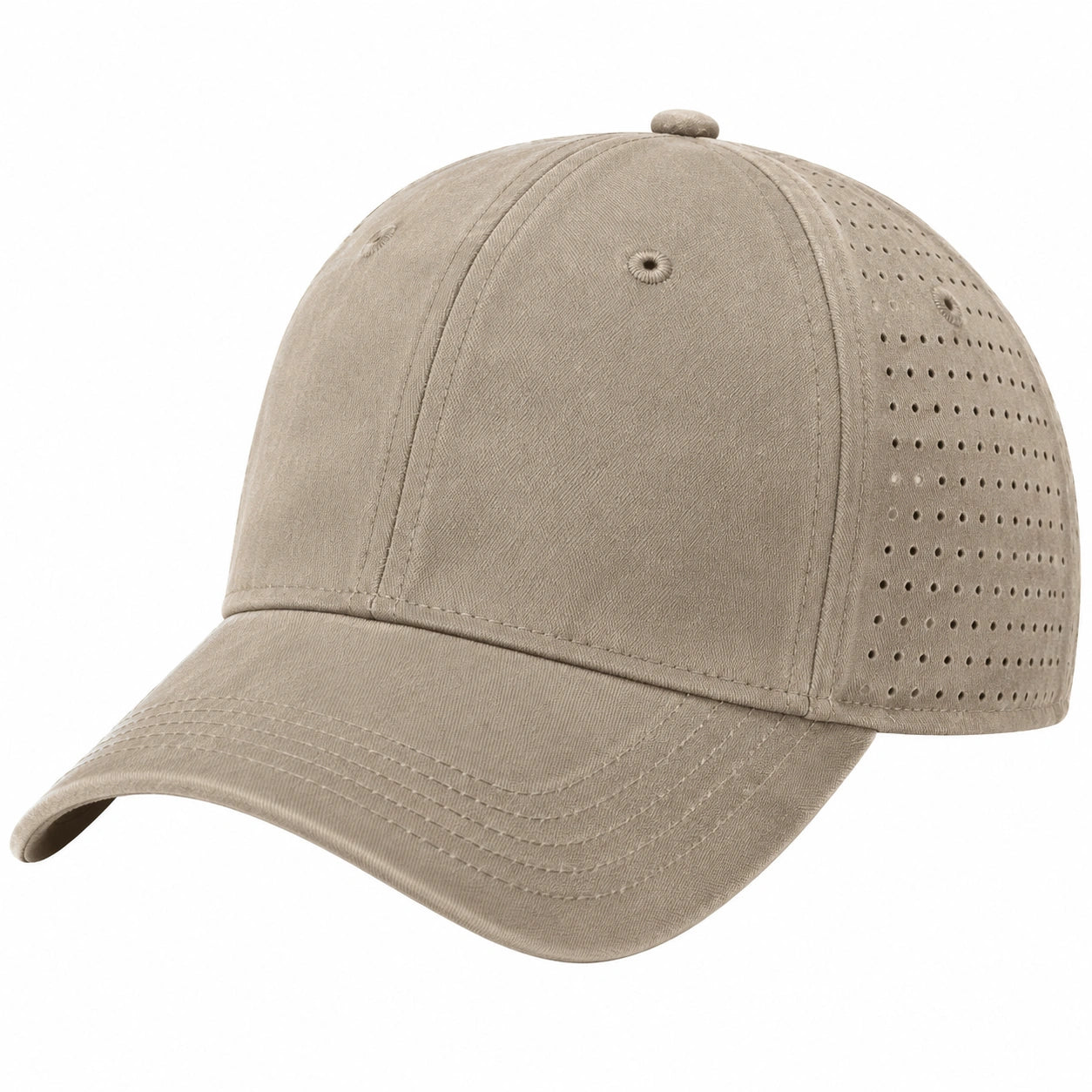 Cappellino da baseball taglia unica in tessuto beige traforato - visiera curva traspirante