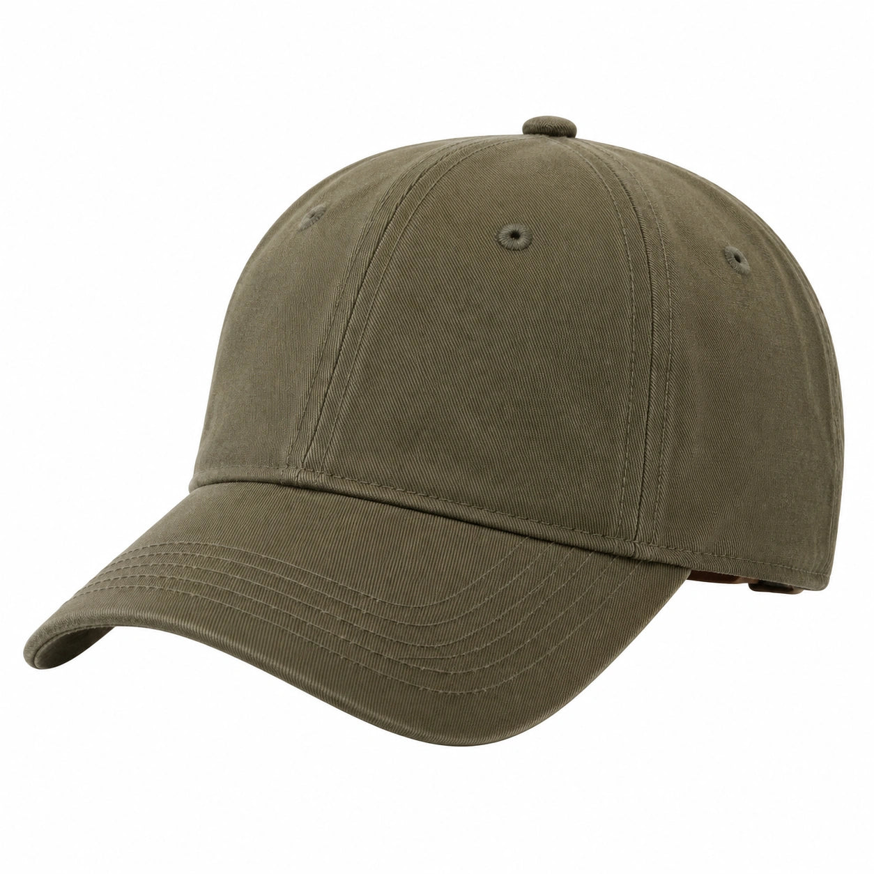 Cappellino da baseball taglia unica in tessuto twill verde oliva - visiera curva regolabile