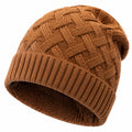 Cappello in maglia taglia unica marrone con risvolto - stile invernale