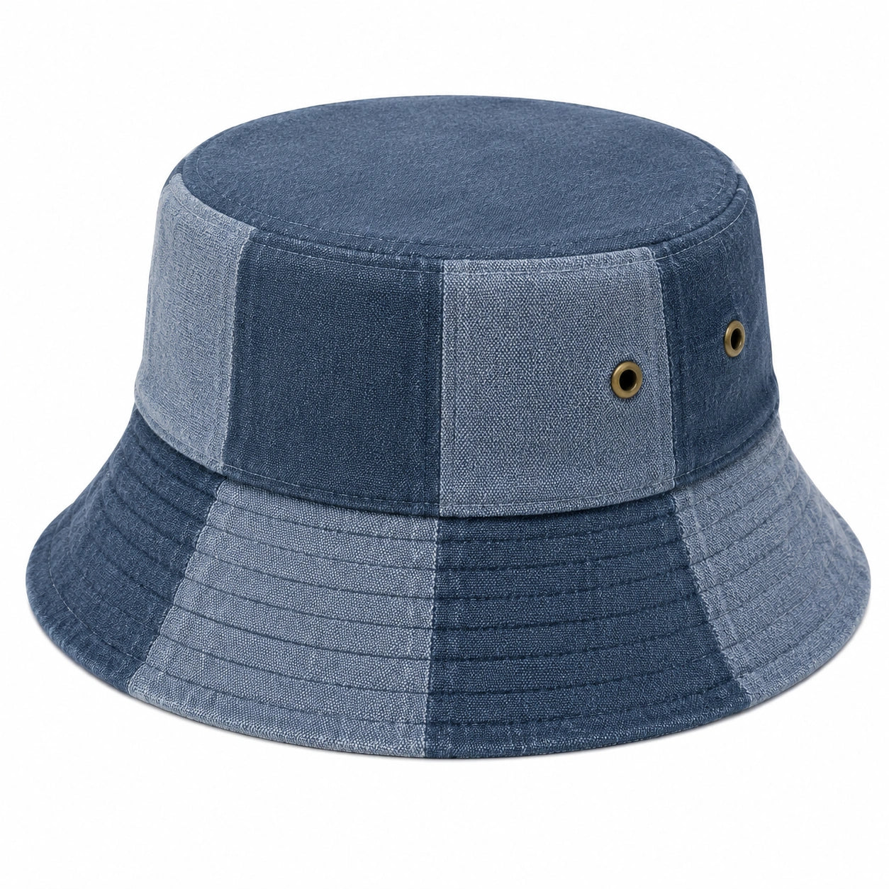 Cappello pescatore taglia unica in tessuto effetto denim blu per uso quotidiano con occhielli traspiranti
