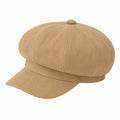 Cappello da donna taglia unica in tessuto beige con visiera - stile baker boy